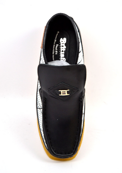 British Walkers BWB Men's Black and White Design Leather Slip On Shoes view 5