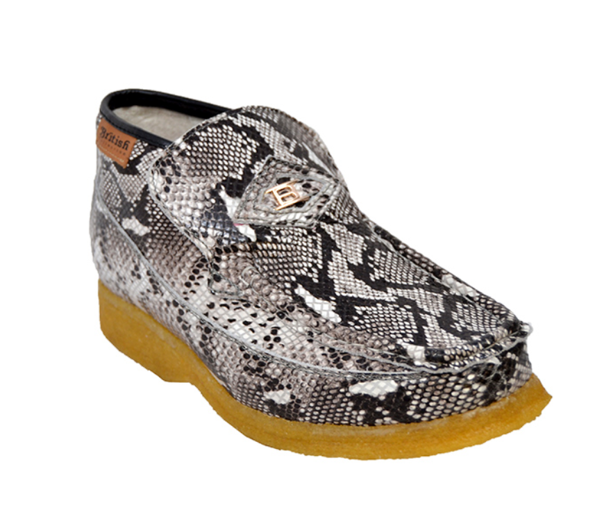 British Walkers BWB Men's Black Snake Skin and Leather Slip On Shoes view 2