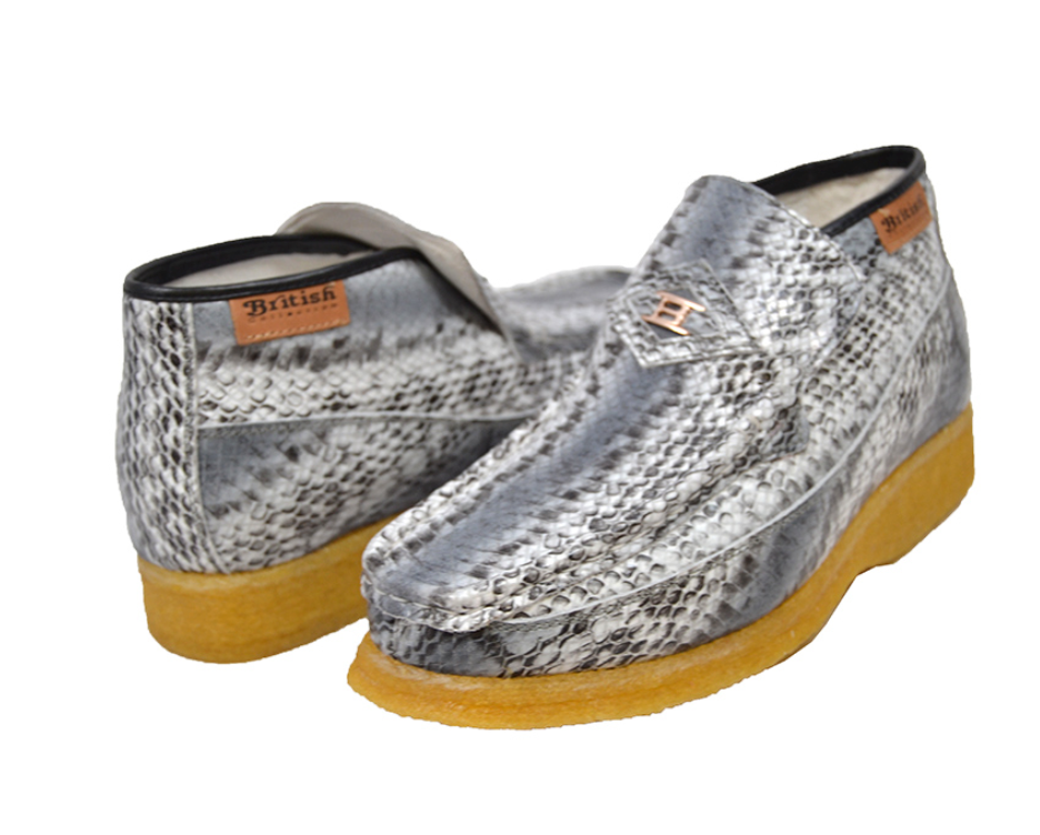 British Walkers BWB Men's Black Snake Skin and Leather Slip On Shoes view 8