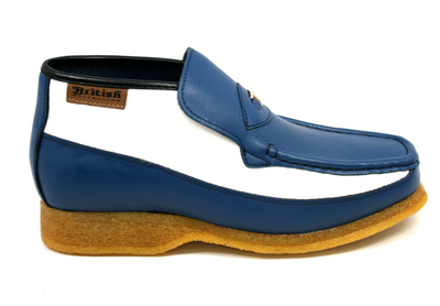 British Walkers Checkers Men's Blue and White Slip On Shoes view 2
