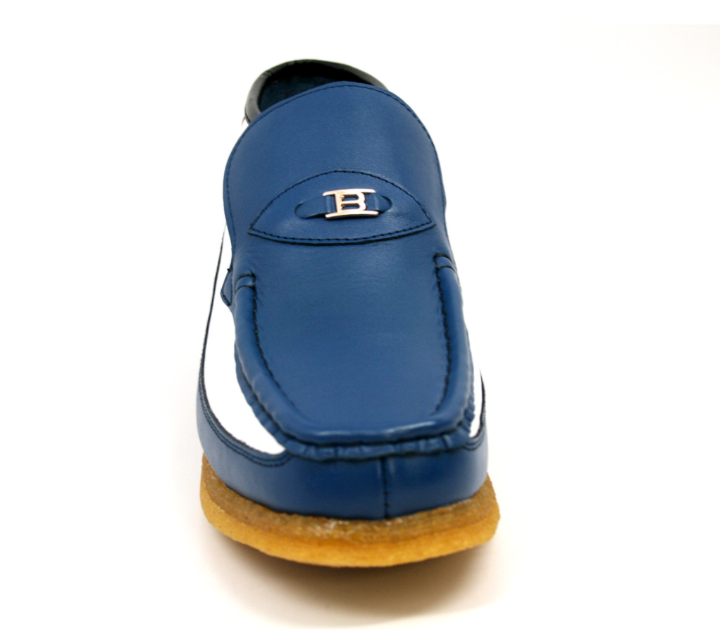 British Walkers Checkers Men's Blue and White Slip On Shoes view 6