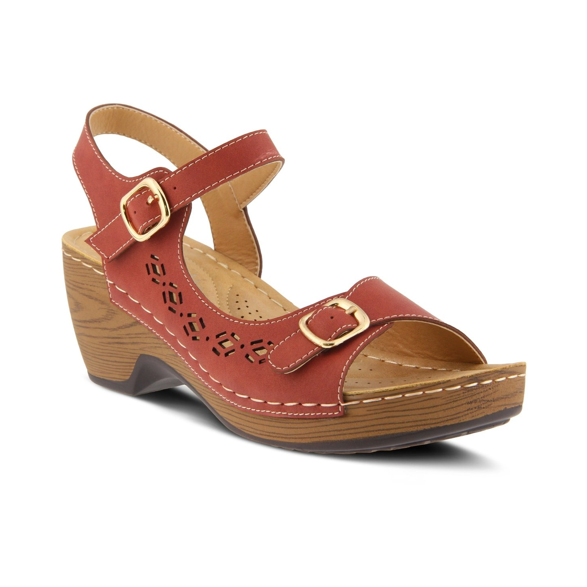 Patrizia Shantay Dark Red sandal, front three-quarter view