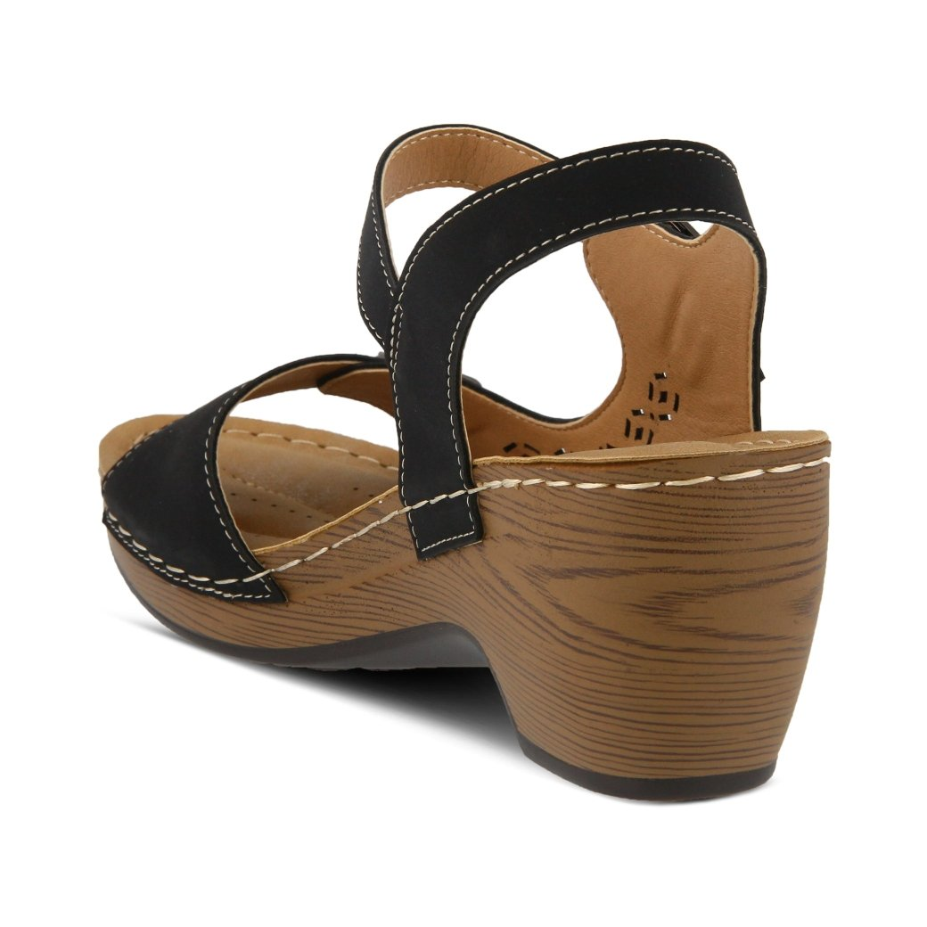 Patrizia Shantay Black sandal, rear three-quarter view