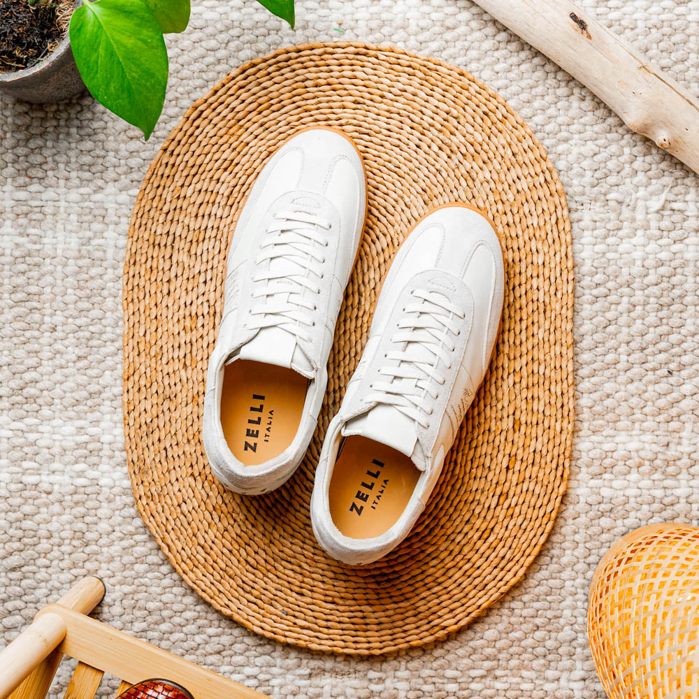Zelli Italia Men's 65-400-WHT SHIZZO Signature Leather Sneakers, White
