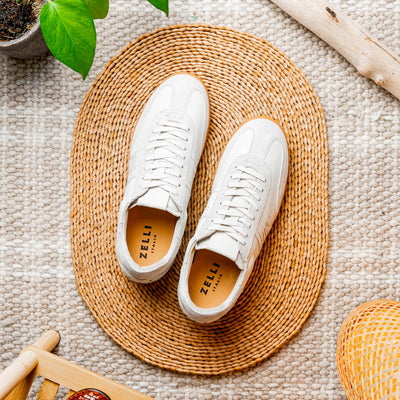 Zelli Italia Men's 65-400-WHT SHIZZO Signature Leather Sneakers, White