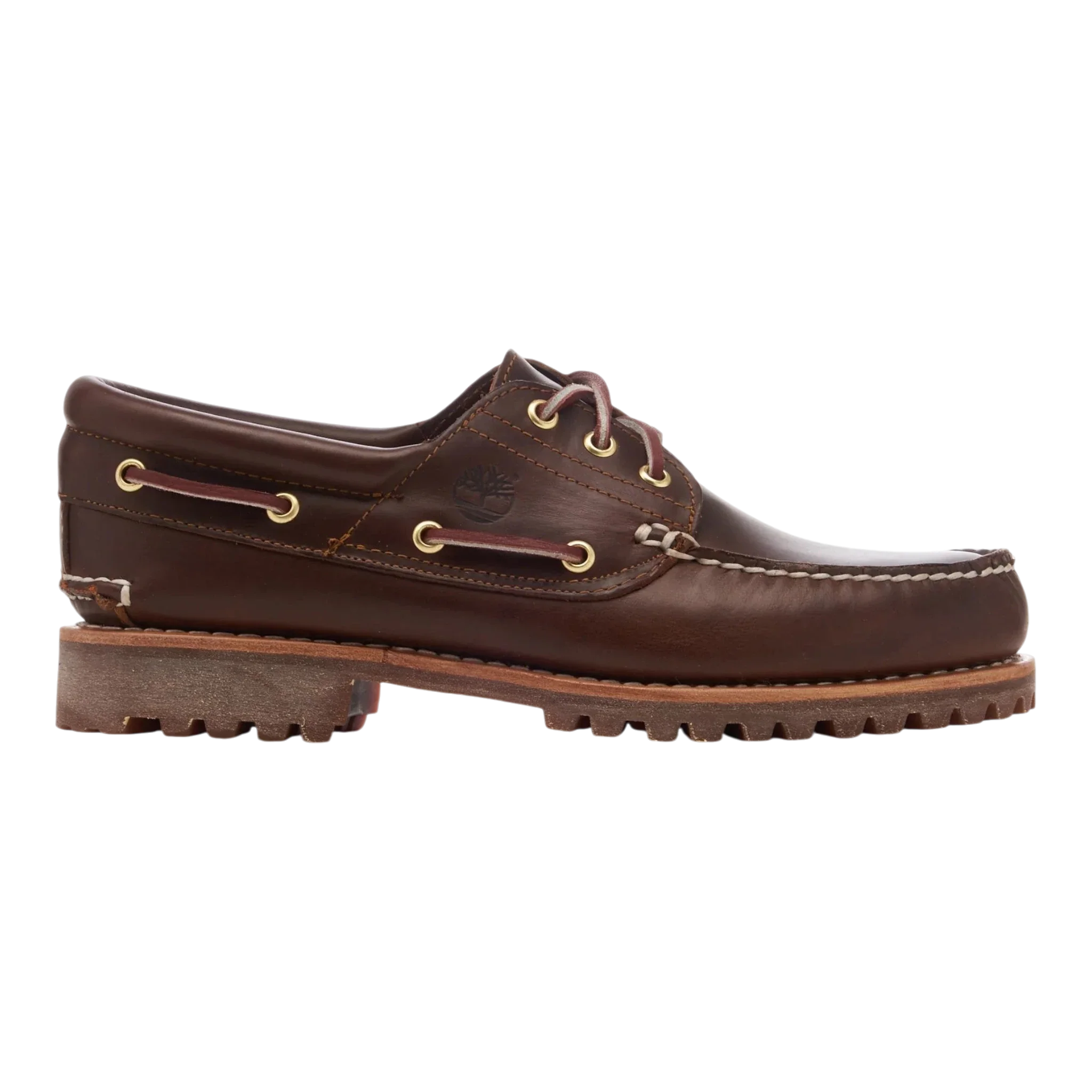 TIMBERLAND AUTHENTIC 3-EYE LUG HANDSEWN BOAT SHOE MENS BROWN