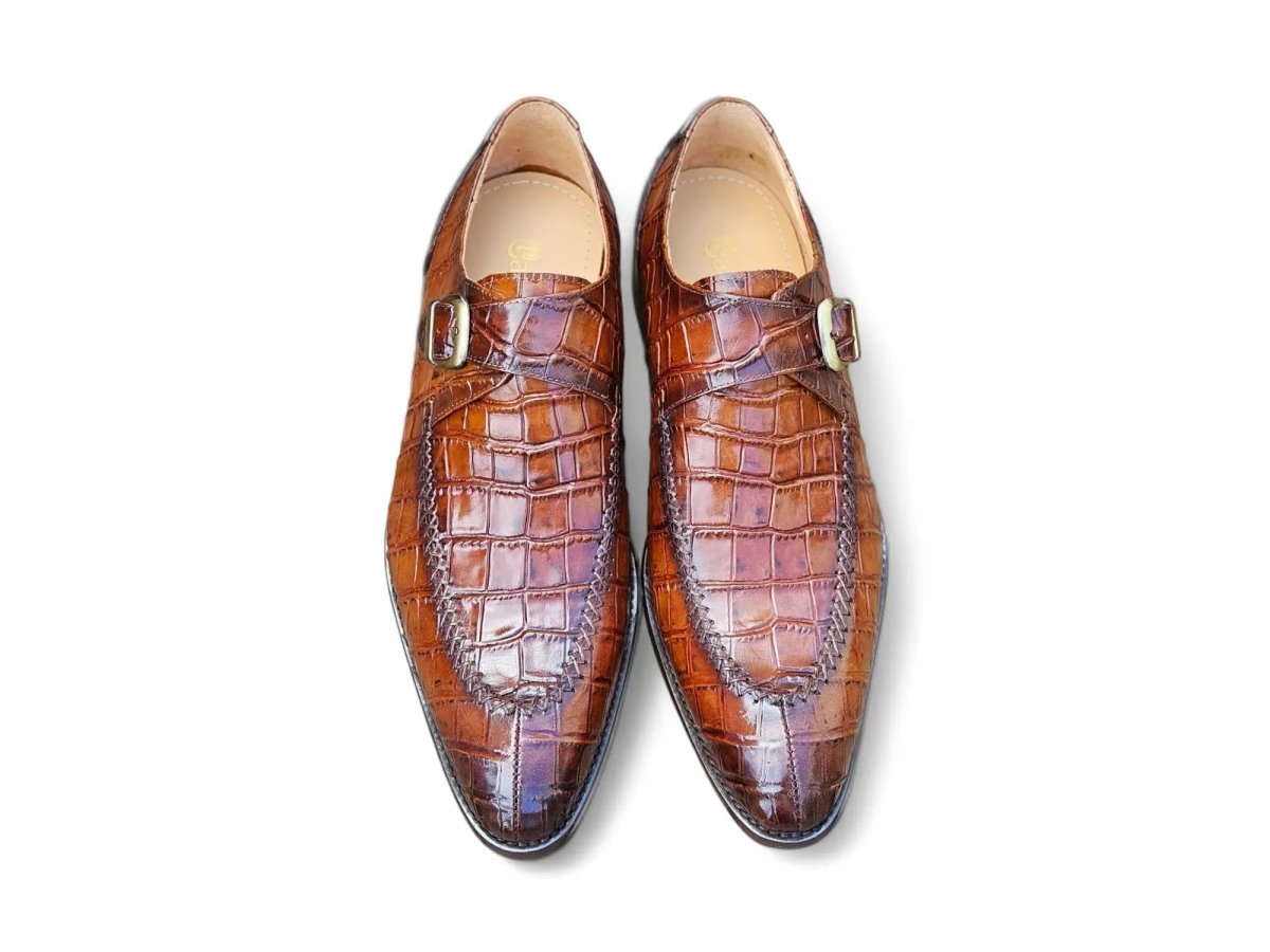 Carrucci Shoes Single Monk Buckle Split Toe Loafer Calfskin Ks47913