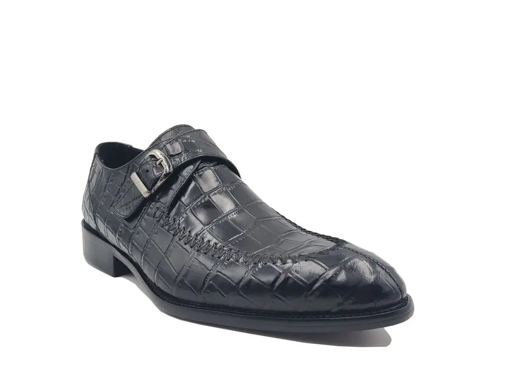 Carrucci Shoes Single Monk Buckle Split Toe Loafer Calfskin Ks47913