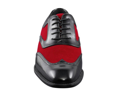 Sio Brighton Men's Red and Black Leather Professional Oxford Shoes