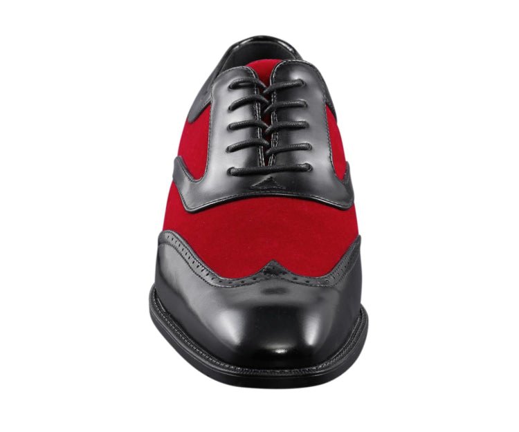 Sio Brighton Men's Red and Black Leather Professional Oxford Shoes
