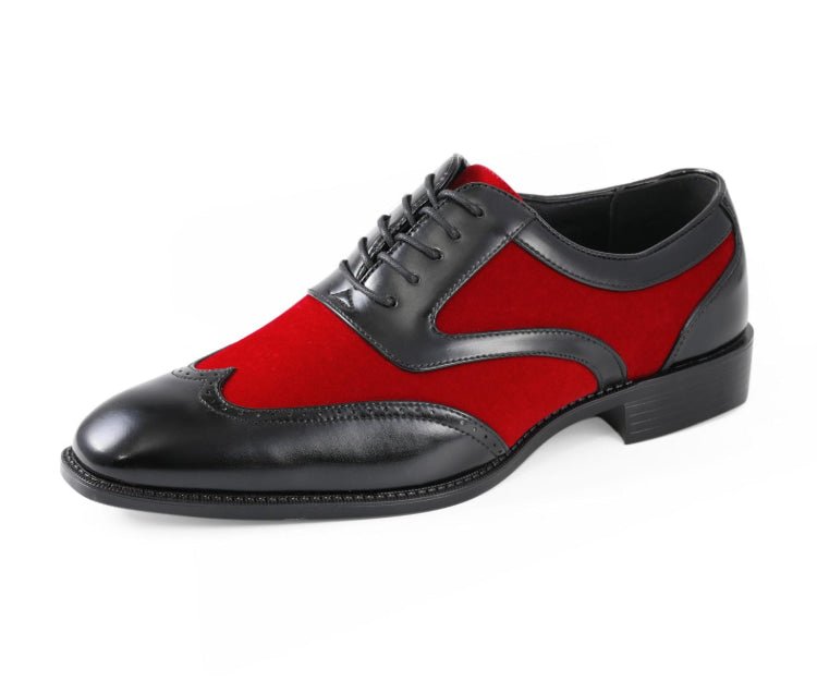 Sio Brighton Men's Red and Black Leather Professional Oxford Shoes
