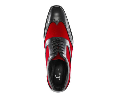 Sio Brighton Men's Red and Black Leather Professional Oxford Shoes