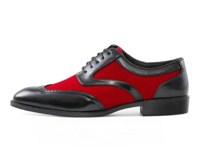 Sio Brighton Men's Red and Black Leather Professional Oxford Shoes