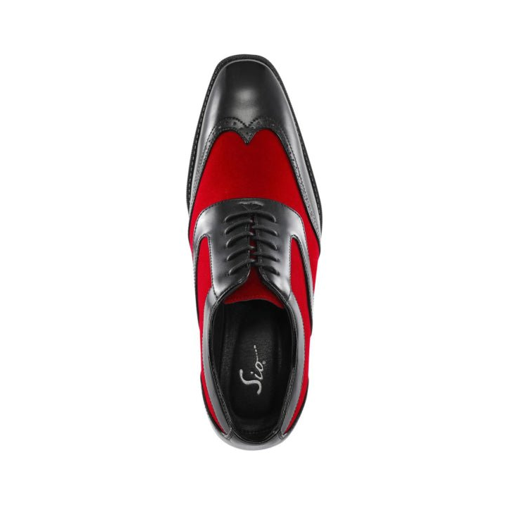 Sio Brighton men's red and black wingtip dress shoe, top view