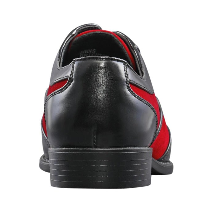 Sio Brighton men's red and black wingtip dress shoe, heel view