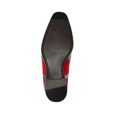 Sio Brighton men's red and black wingtip dress shoe, outsole view