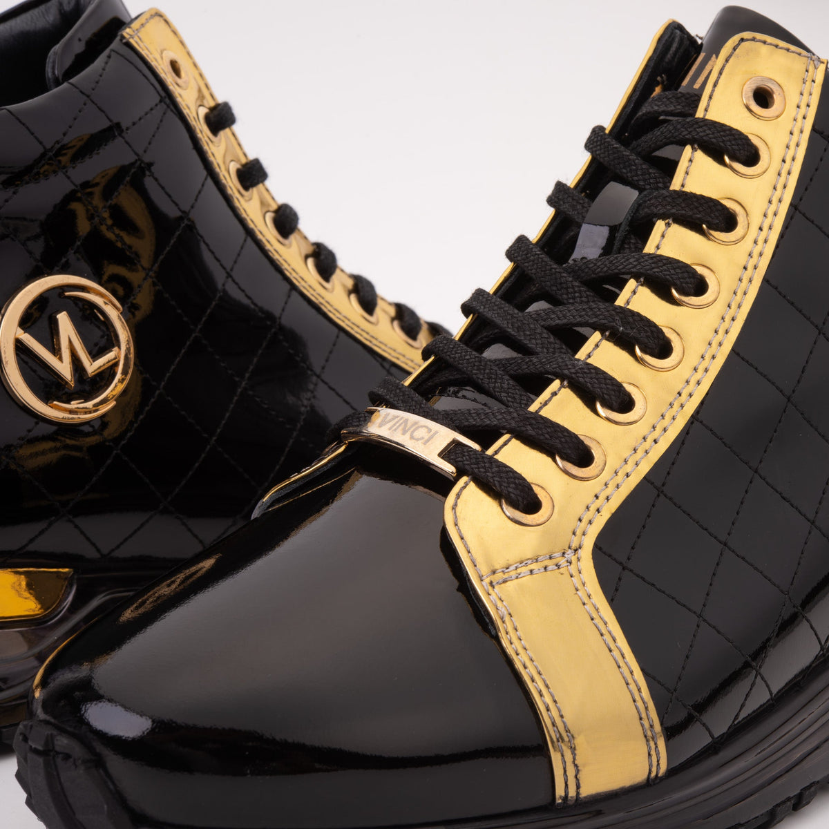 Vinci Leather The Prestige Black & Gold  Limited Edition  High-Top Men Sneaker – top view