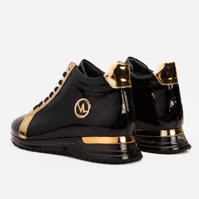 Vinci Leather The Prestige Black & Gold  Limited Edition  High-Top Men Sneaker – top view