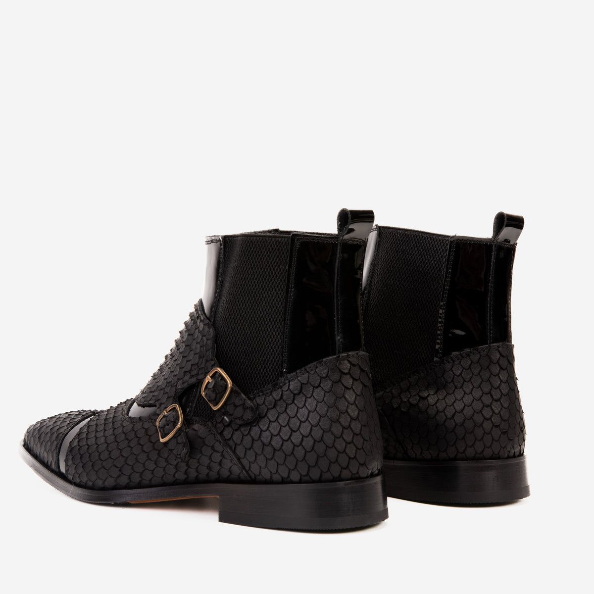 Vinci Leather The Orion Black Snakeskin Pattern Leather Double Monk Strap Men Boot – product view 8