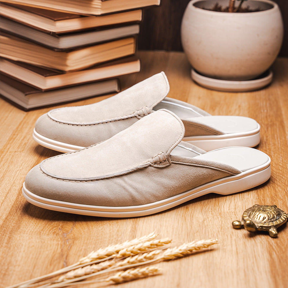 Zelli Italia 06-112-GRY SORO Sueded Italian Goatskin Mule Grey View 9
