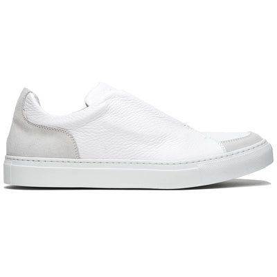 Zelli Italia Men's 65-225-WHT SPETTACOLARE Italian Pebble Grain Calfskin Sneakers White