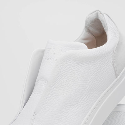 Zelli Italia Men's 65-225-WHT SPETTACOLARE Italian Pebble Grain Calfskin Sneakers White