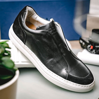 Zelli Italia Men's 65-219-BLK SPETTACOLARE Italian Glove Baby Calf Sneakers, Black
