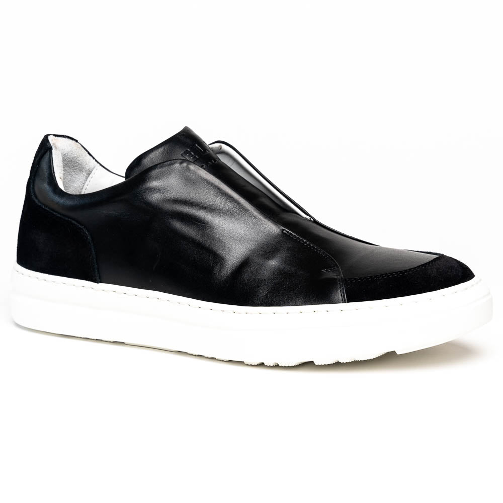 Zelli Italia Men's 65-219-BLK SPETTACOLARE Italian Glove Baby Calf Sneakers, Black