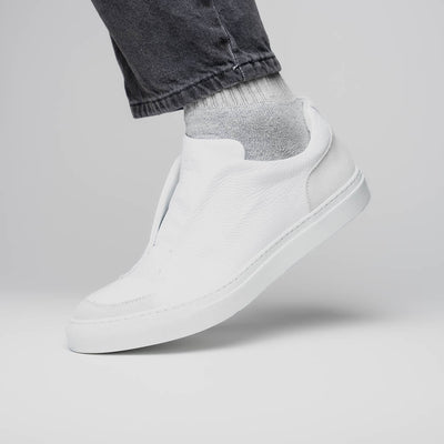 Zelli Italia Men's 65-225-WHT SPETTACOLARE Italian Pebble Grain Calfskin Sneakers White