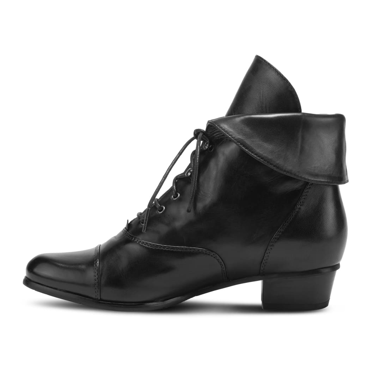 Spring Step Galil women's black leather boot, opposite side profile, toe left view