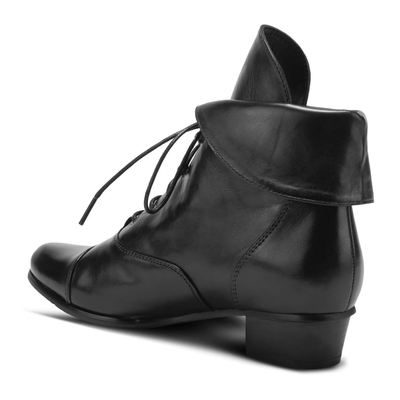 Spring Step Galil women's black leather boot, rear three-quarter view