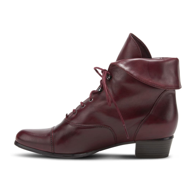 Spring Step Galil women's bordeaux leather boot, opposite side profile, toe left view