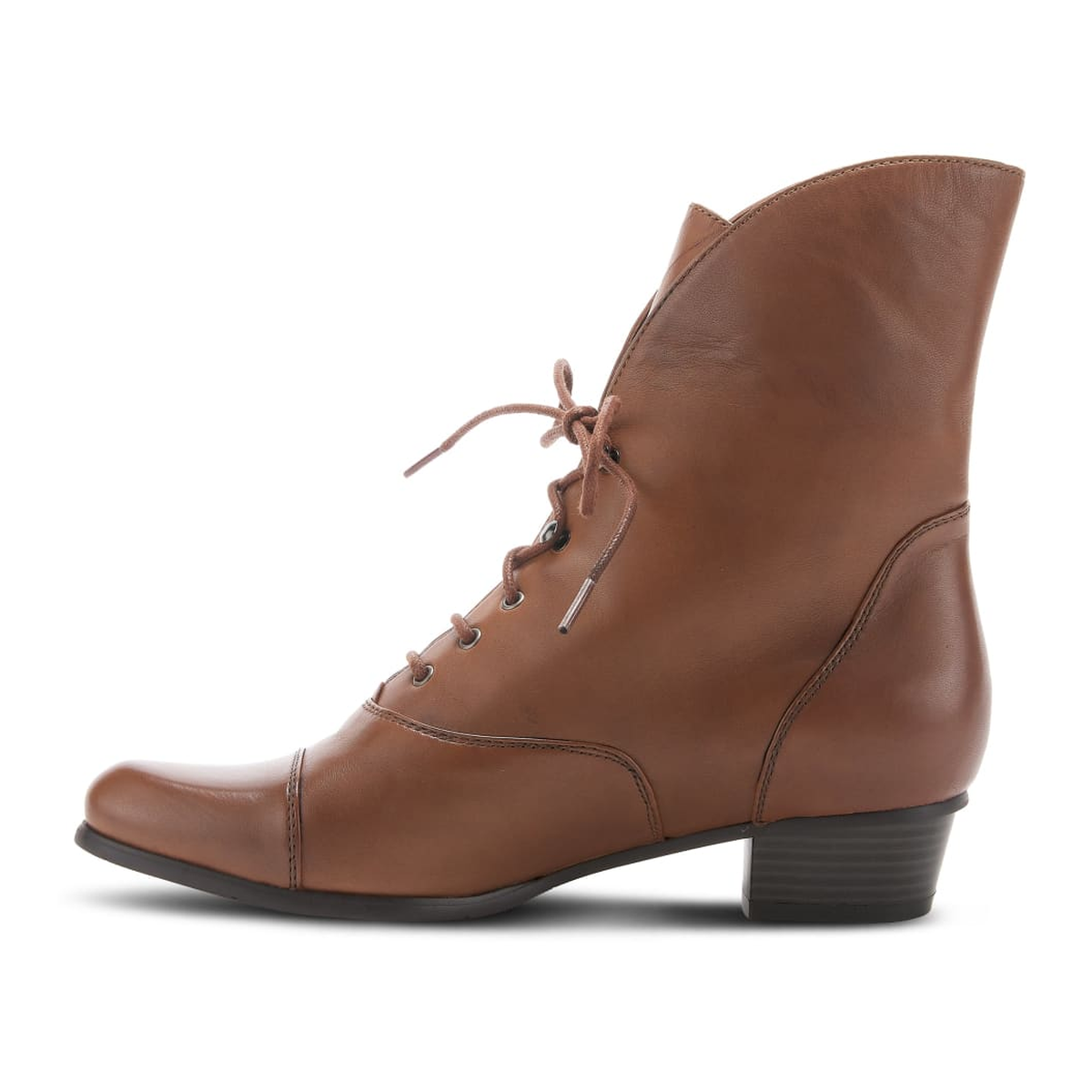 Spring Step Galil women's medium brown leather boot, opposite side profile, toe left view