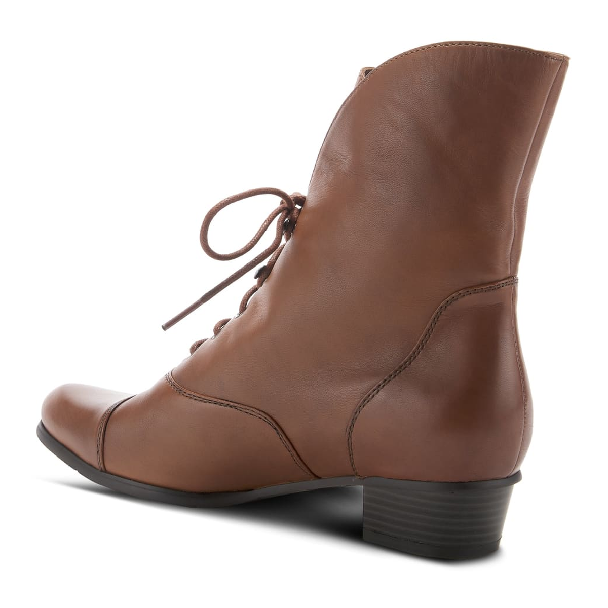 Spring Step Galil women's medium brown leather boot, rear three-quarter view