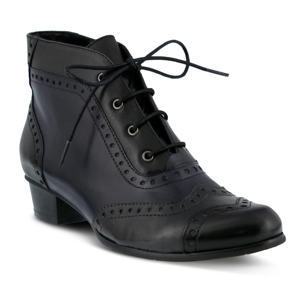 Spring Step Heroic women's black colorway ankle boot, three-quarter view