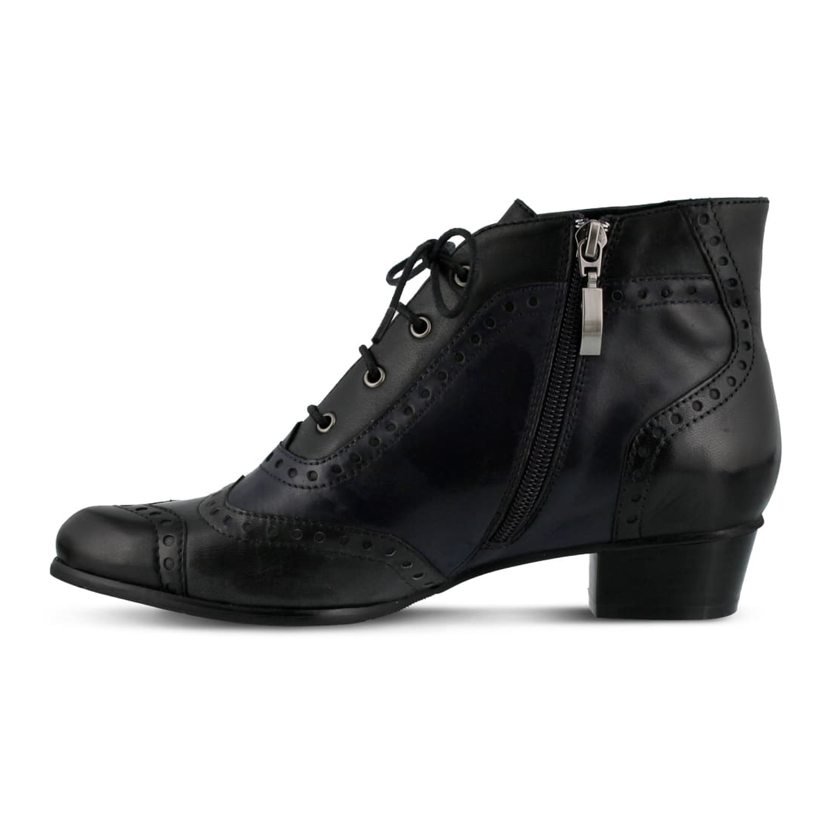 Spring Step Heroic women's black colorway ankle boot, inner side profile view