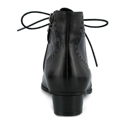 Spring Step Heroic women's black colorway ankle boot, heel view