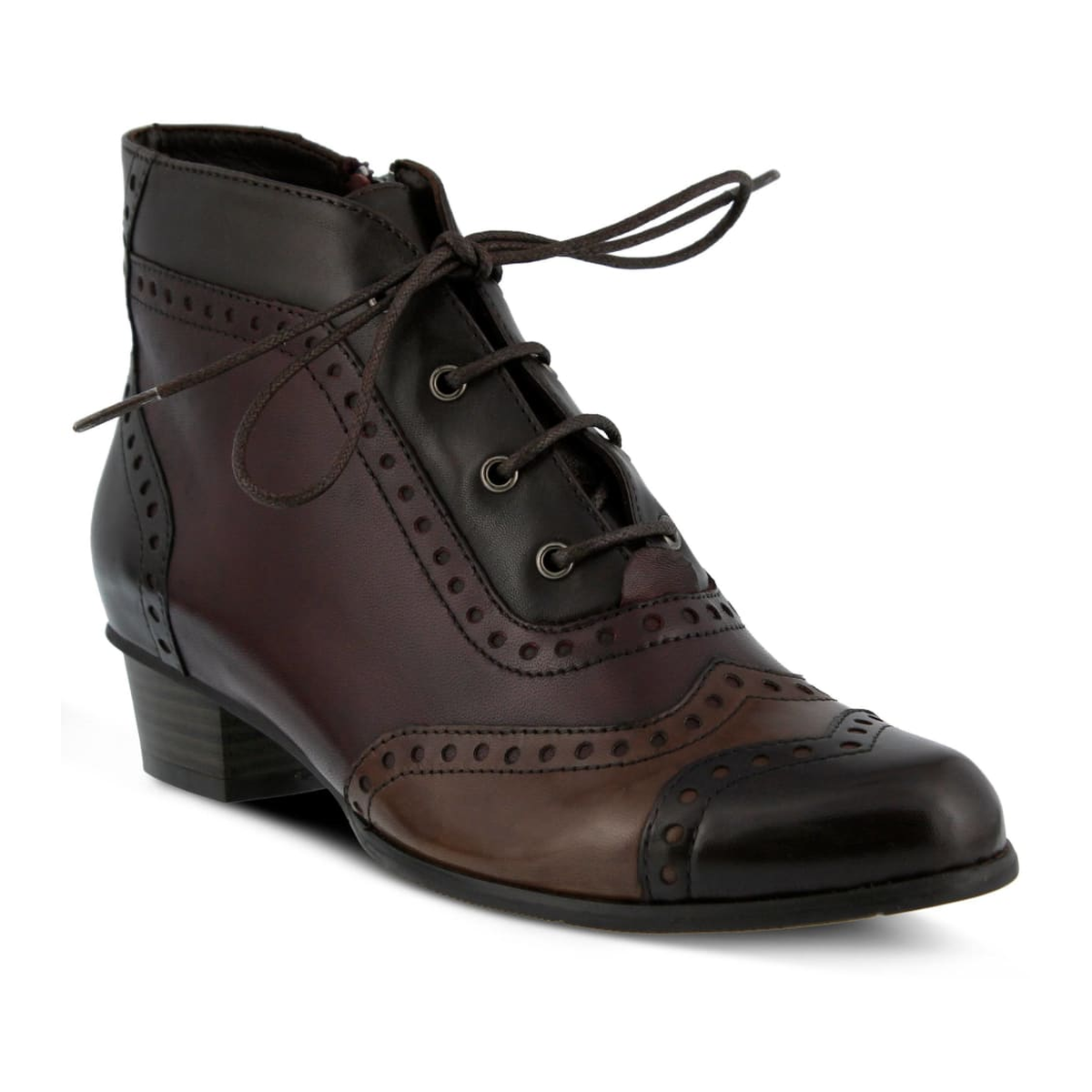 Spring Step Heroic women's brown colorway ankle boot, three-quarter view