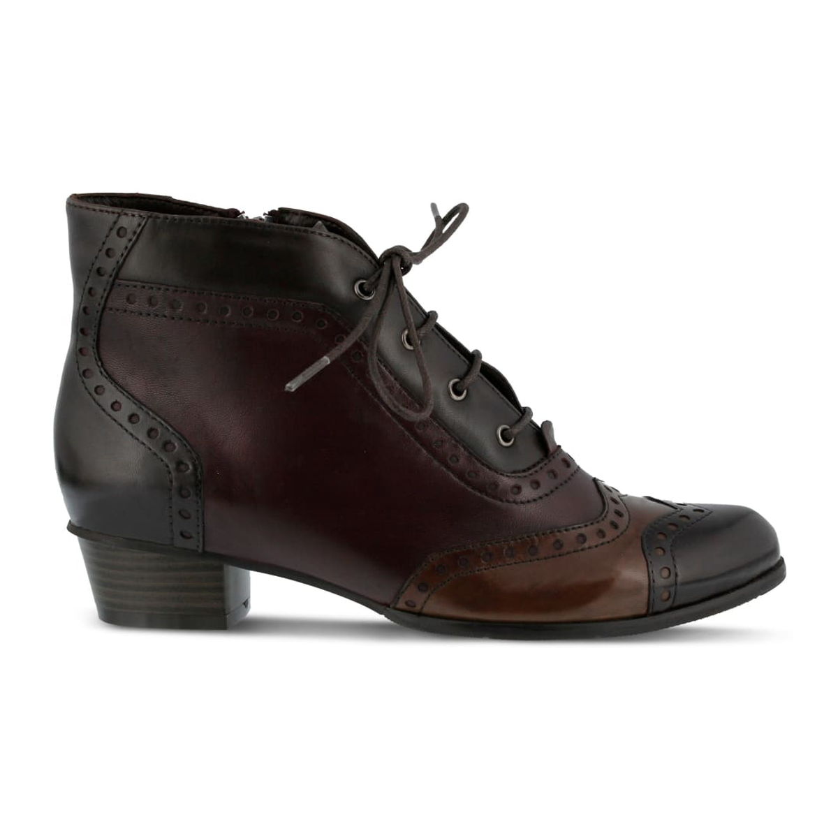 Spring Step Heroic women's brown colorway ankle boot, outer side profile view