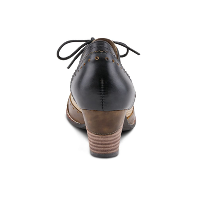 L'Artiste Bardot lace-up heeled shoe in Navy, rear view