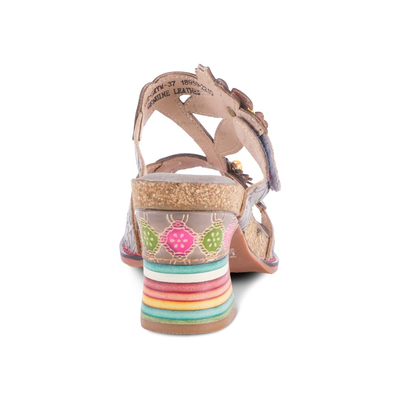 L'Artiste Rossie heeled sandal in Grey Multi, rear view
