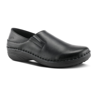 Spring Step Professional Manila women's black slip-on shoe, three-quarter view