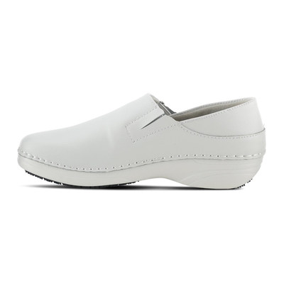 Spring Step Professional Manila women's white slip-on shoe, inner side profile view