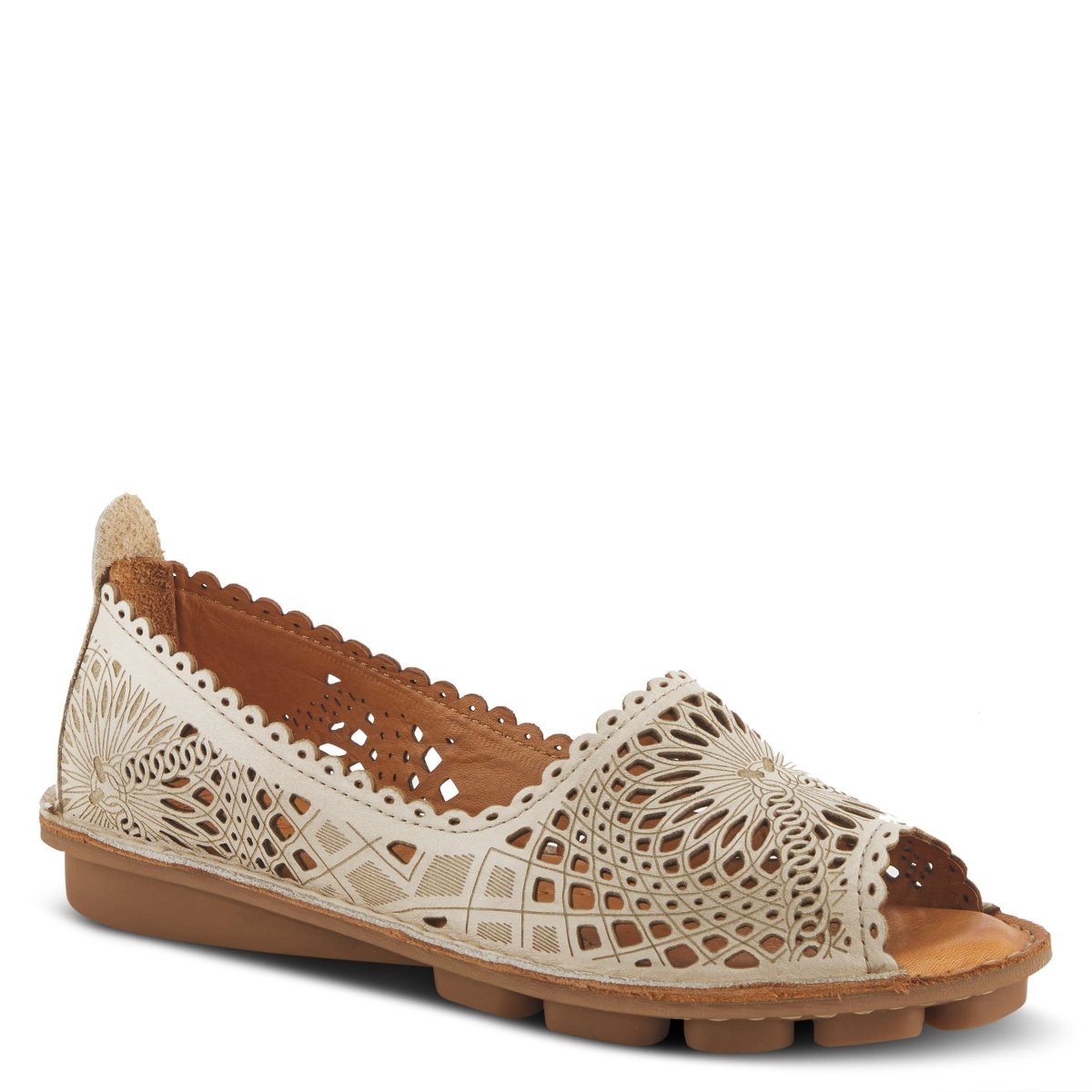 Spring Step Shoes Brandal Women’s Leather Peep Toe Flats