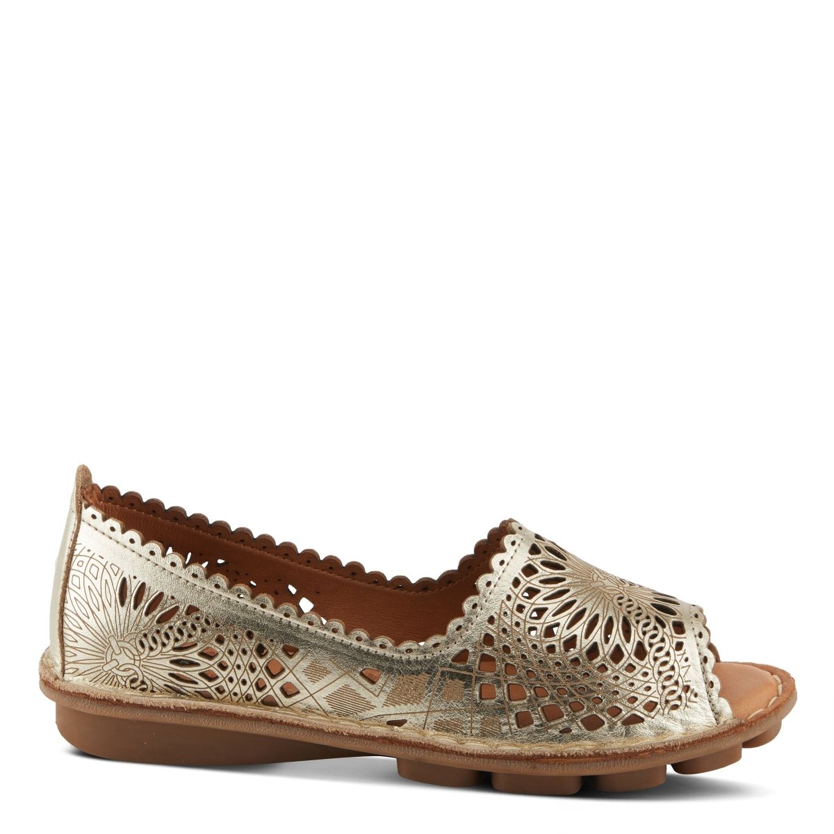 Spring Step Shoes Brandal Women’s Leather Peep Toe Flats