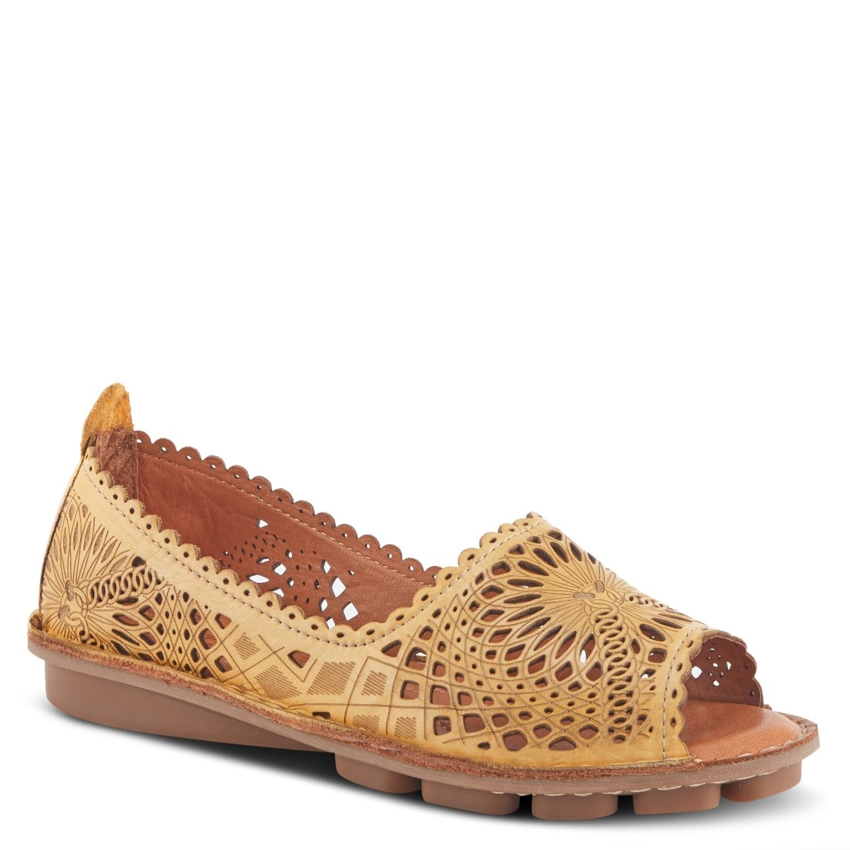 Spring Step Shoes Brandal Women’s Leather Peep Toe Flats