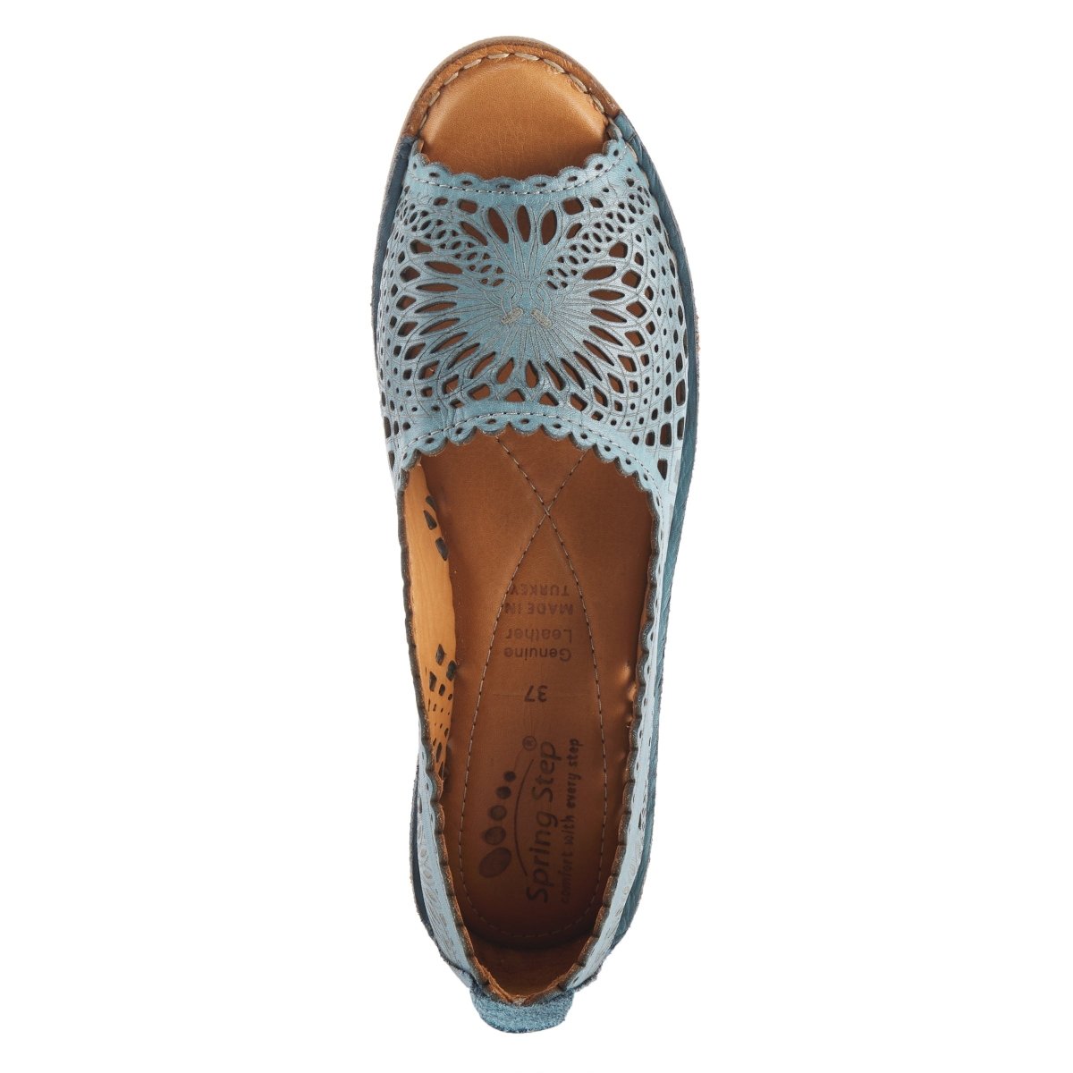 Spring Step Shoes Brandal Women’s Leather Peep Toe Flats