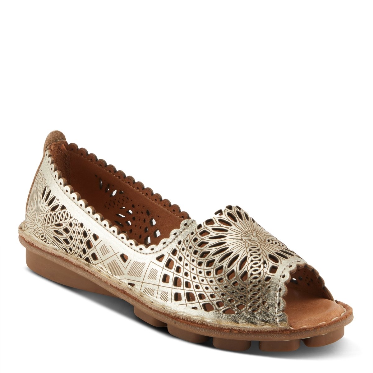 Spring Step Shoes Brandal Women’s Leather Peep Toe Flats