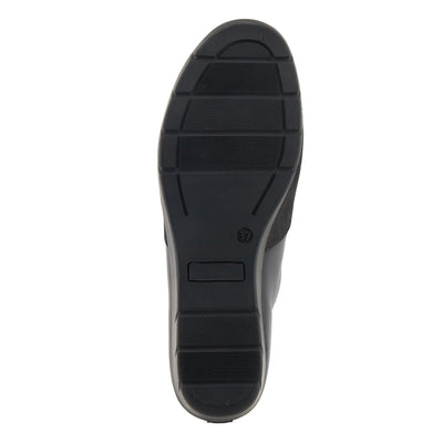 Spring Step Shoes Evzen Women's Modern Black Leather Wedge Slip On Shoes