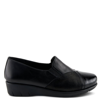 Spring Step Shoes Evzen Women's Modern Black Leather Wedge Slip On Shoes